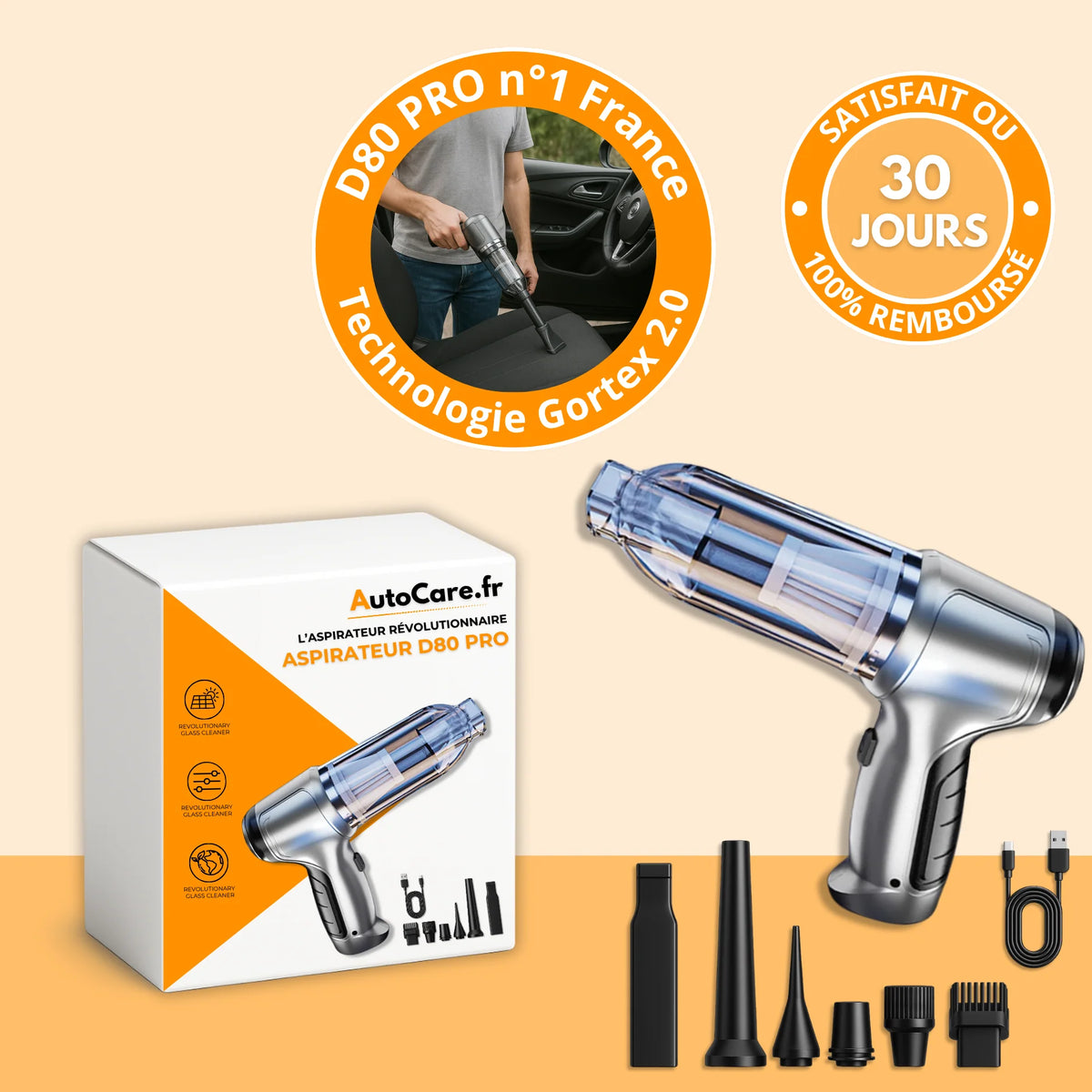 Aspirateur portable Rechargeable pour voiture et Maison